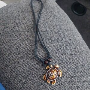 Turtle Pendant Necklace with Black Cord